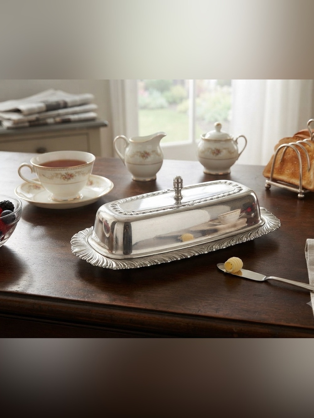 Vintage Irvinware Stainless Steel Butter Dish W/Glass Liner 1/4 Lb *Made In USA*